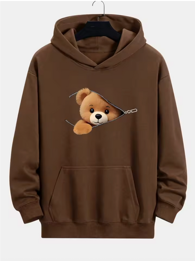 Sweat à capuche imprimé ours en peluche