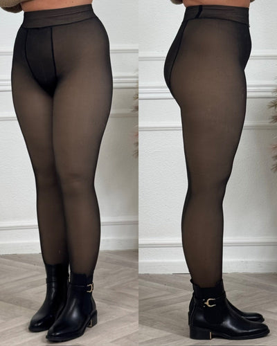 Collant polaire effet transparent – Noir